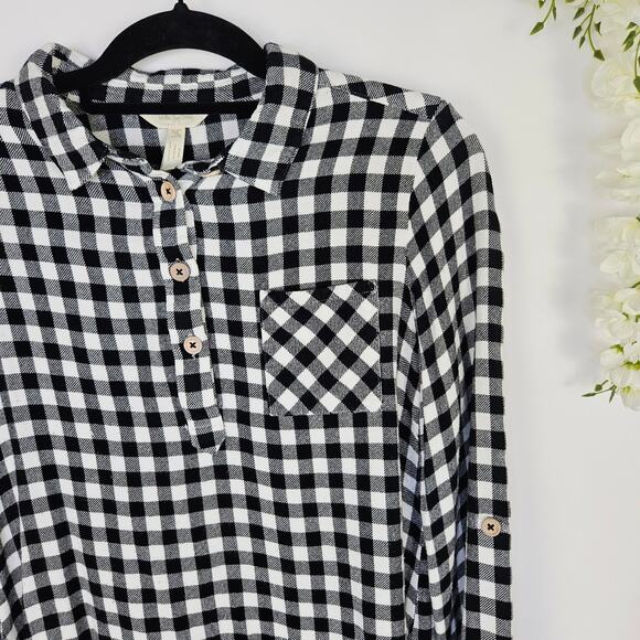 Matilda Jane Joanna Gaines Black White Gingham Check Fall Button Top Medium - Picture 4 of 11
